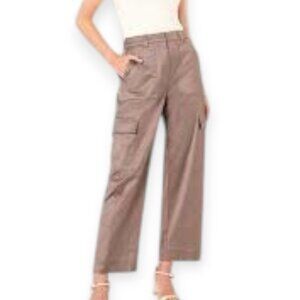 Old Navy Satin Extra High Rise Sz 12 Wide Leg Cargo Utility Barrel Pull On Pants